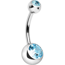 Load image into Gallery viewer, Internally Threaded Aqua Double Gem Belly Ring 11mm