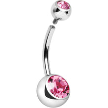Load image into Gallery viewer, Internally Threaded Pink Double Gem Belly Ring 11mm