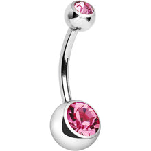 Load image into Gallery viewer, Internally Threaded Pink Double Gem Belly Ring 11mm