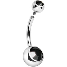 Load image into Gallery viewer, Internally Threaded Black Double Gem Belly Ring 11mm