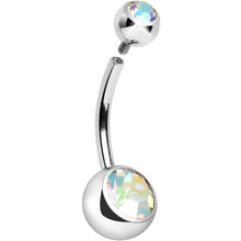 Load image into Gallery viewer, 14G Internally Threaded Aurora Double Gem Belly Ring 11mm