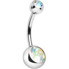 Load image into Gallery viewer, 14G Internally Threaded Aurora Double Gem Belly Ring 11mm