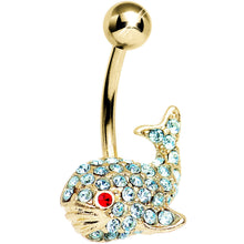 Load image into Gallery viewer, Aqua Gem Gold Plated Happy Whale Belly Ring