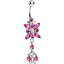 Load image into Gallery viewer, Pink Gem Dazzling Dangle Chandelier Belly Ring