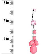Load image into Gallery viewer, Pink Gem Neon Leaf Vine Dangle Belly Ring