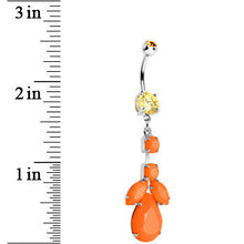Load image into Gallery viewer, Orange Gem Neon Leaf Vine Dangle Belly Ring