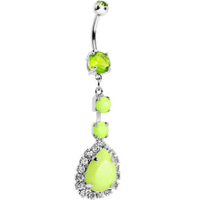 Load image into Gallery viewer, Light Green Neon Gem Teardrop Dangle Belly Ring