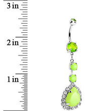 Load image into Gallery viewer, Light Green Neon Gem Teardrop Dangle Belly Ring