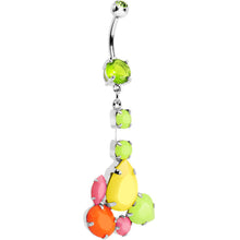 Load image into Gallery viewer, Green Yellow Orange Pink Gem Neon Jumble Dangle Belly Ring