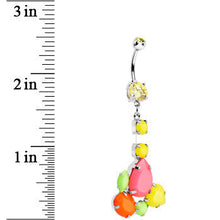 Load image into Gallery viewer, Yellow Gem Neon Jumble Dangle Belly Ring