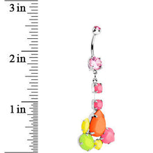 Load image into Gallery viewer, Pink Gem Neon Jumble Dangle Belly Ring