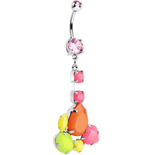 Load image into Gallery viewer, Pink Gem Neon Jumble Dangle Belly Ring