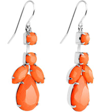 Load image into Gallery viewer, Faux Orange Stone Neon Leaf Vine Dangle Earrings