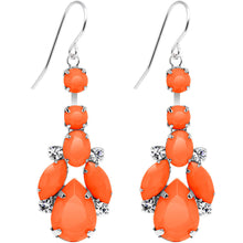 Load image into Gallery viewer, Clear Gem Orange Neon Bewitching Teardrops Chandelier Earrings