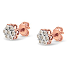 Load image into Gallery viewer, 10K Rose Gold Diamond Floral Stud Earrings (0.5 cttw, J-K Color, I1-I2 Clarity)