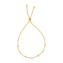 Load image into Gallery viewer, 14k Tri-Color Gold Textured Bead Station Lariat Bracelet