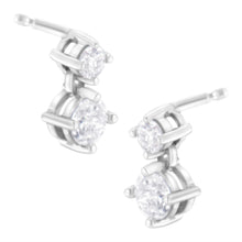 Load image into Gallery viewer, 14K White Gold 1 cttw Double Diamond Stud Earrings (H-I Clarity, SI2-I1 Color)