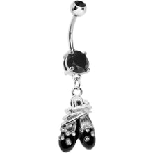 Load image into Gallery viewer, Black Gem Entangled Ballet Shoes Dangle Belly Ring