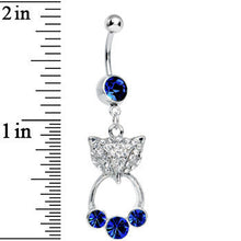 Load image into Gallery viewer, Sapphire Blue Gem Jeweled Foxy 3 Gem Dangle Belly Ring