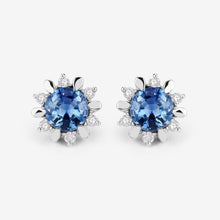 Load image into Gallery viewer, 1.87 Carat Genuine Blue Sapphire and White Diamond 14K White Gold Earrings