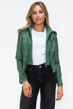 Load image into Gallery viewer, Women Classic Snobbish Faux Leather Zip-Up Drawstring Hooded Jacket Edgy & Casual PU Leather Jacket For Streetwear