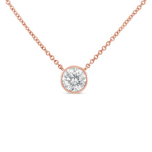 Load image into Gallery viewer, 10K White Gold 1/10 Carat Round Brilliant-Cut Diamond Modern Bezel-Set Solitaire 16"-18" Pendant Necklace (H-I Color, SI2-I1 Clarity)