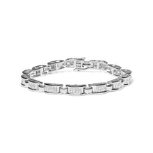 Load image into Gallery viewer, 14K White Gold 3.0 Cttw Invisible Set Princess Cut Diamond Link and Buckle 7.25" Tennis Bracelet (I-J Color, I1-I2 Clarity)