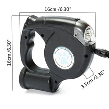 Load image into Gallery viewer, 4.5M LED Flashlight Extendable Retractable Pet Dog Leash Lead with Garbage Bag