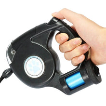 Load image into Gallery viewer, 4.5M LED Flashlight Extendable Retractable Pet Dog Leash Lead with Garbage Bag
