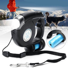 Load image into Gallery viewer, 4.5M LED Flashlight Extendable Retractable Pet Dog Leash Lead with Garbage Bag
