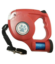 Load image into Gallery viewer, 4.5M LED Flashlight Extendable Retractable Pet Dog Leash Lead with Garbage Bag
