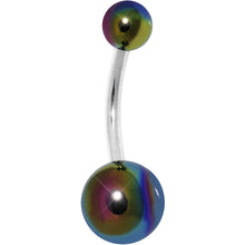 Load image into Gallery viewer, 3/8 Metallic Rainbow Acrylic Ball Belly Ring