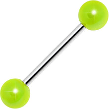 Load image into Gallery viewer, Neon Green Metallic Acrylic Barbell Tongue Ring