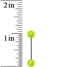 Load image into Gallery viewer, Neon Green Metallic Acrylic Barbell Tongue Ring