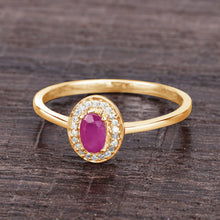 Load image into Gallery viewer, 0.33 Carat Genuine Ruby and White Diamond 14K Yellow Gold Ring