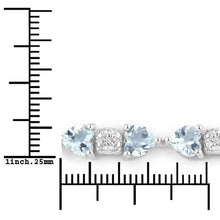 Load image into Gallery viewer, 7.36 Carat Genuine Aquamarine and White Diamond .925 Sterling Silver Bracelet
