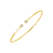 Load image into Gallery viewer, 14k Yellow Gold High Polish Diamond Cluster Bangle (2mm)