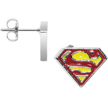 Load image into Gallery viewer, Licensed Red and Yellow Superman Logo Stud Earrings
