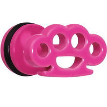 Load image into Gallery viewer, Pink Neon Enamel Brass Knuckles Cheater Plug