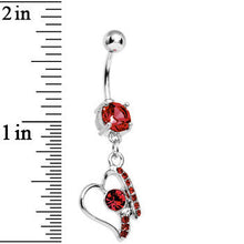 Load image into Gallery viewer, Red Gem Crystalline Mending Heart Dangle Belly Ring