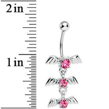 Load image into Gallery viewer, Rose Flower Gem Winged Totem Dangle Belly Ring