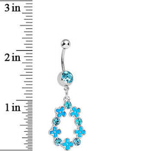 Load image into Gallery viewer, Aqua Gem Hugs and Kisses Dangle Belly Ring