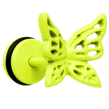 Load image into Gallery viewer, Light Green Neon Enamel Floating Butterfly Cheater Plug