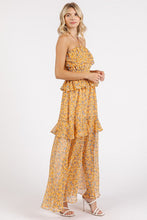 Load image into Gallery viewer, Ruffled Smocked Floral Halter Neck Maxi Dress – Elegant and Feminine Floral Maxi Dress with Smocked Waist and Ruffled Detailing