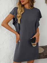 Load image into Gallery viewer, Ruffled Round Neck Short Sleeve Dress Feminine Simple Classic Dress Breathable And Comfy Dress