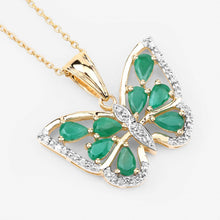 Load image into Gallery viewer, 1.91 Carat Genuine Emerald and White Zircon .925 Sterling Silver Pendant