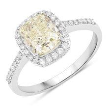 Load image into Gallery viewer, IGI Certified 2.05 Carat Genuine Light Yellow Diamond Center and 0.29cttw White Diamond 18K White Gold Ring (2.34cttw)