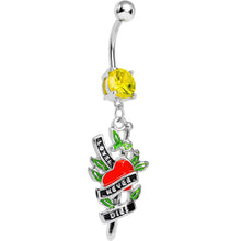 Load image into Gallery viewer, Yellow Gem Love Never Dies Tattoo Charm Dangle Belly Ring