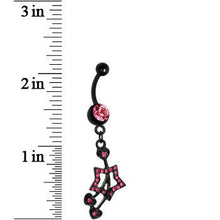 Load image into Gallery viewer, Dark Pink Gem Black Heart Cherries Hollow Star Dangle Belly Ring