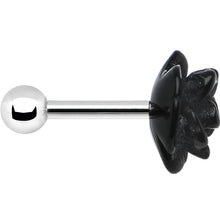 Load image into Gallery viewer, 16G 1/4 Black Acrylic Rose Flower Tragus Cartilage Earring
